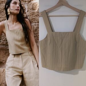 NEW Frank And Oak | The Striped Shell Top in Cream Yellow